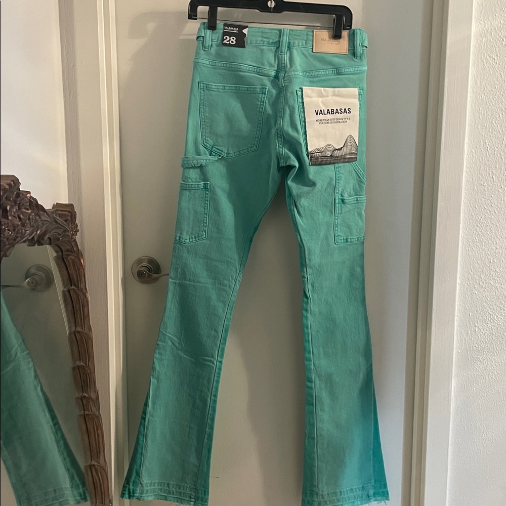 New Valabasas size 28 Revival Lt green wash cotton carpenter button fly Jean's - Picture 9 of 15